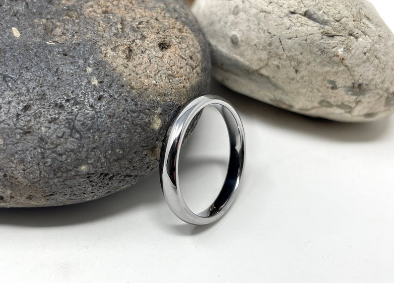 Silver Tungsten Ring, Tungsten Wedding Band, Thin 3mm Ring, Wedding Ring, Engagement Ring, Man Ring, Rings for Men Women, Anniversary Ring image 3