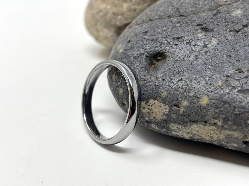 Silver Tungsten Ring, Tungsten Wedding Band, Thin 3mm Ring, Wedding Ring, Engagement Ring, Man Ring, Rings for Men Women, Anniversary Ring image 4