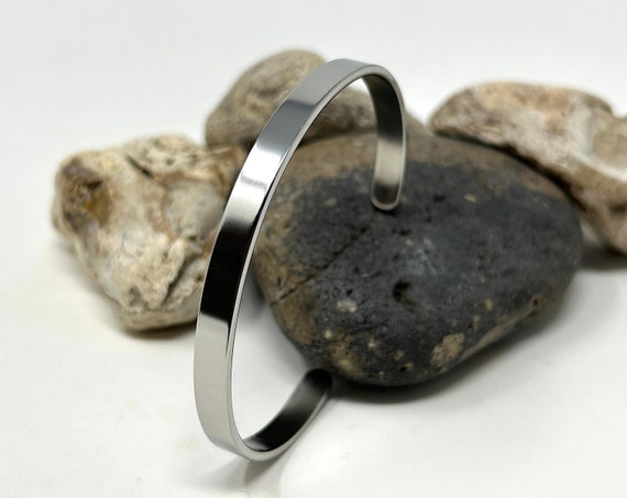 Bracciale Rigido Uomo Donna In Acciaio Inox 316L Con Taglio Brillante – 60mm - 4