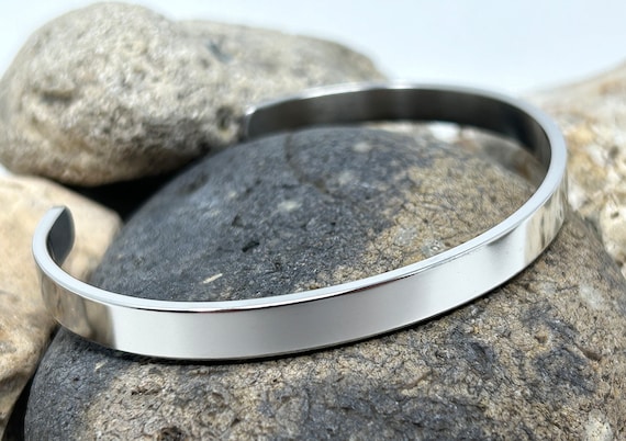Stainless Steel Bangle, Simple Plain Bangle, Solid Cuff