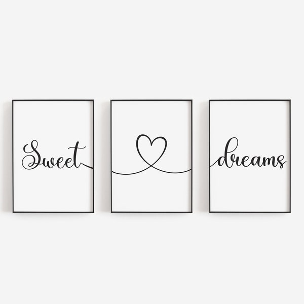 Bedroom Prints, Set Of 3, Wall Art, Home Decor, Bedroom Decor, Sweet Dreams, Bedroom Art, Bedroom Prints, Home Prints, Wall Prints