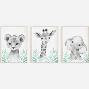 Safari Animals Nursery Prints, Safari Nursery Decor, Animal Nursery Prints, Nursery Wall Art, Nursery Pictures, Baby Decor, Safari Wall Art