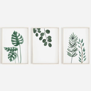 Botanical Prints, Set of 3 Prints, Home Decor, Bathroom Decor, Botanical Wall Art, Living Room Art, Bathroom Prints, Plant Prints
