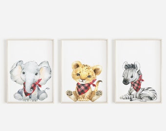 Safari Animal Prints, Set Of 3, Safari Nursery Decor, Animal Nursery Prints, Nursery Wall Art, Safari Baby Animal Prints, Nursery Prints