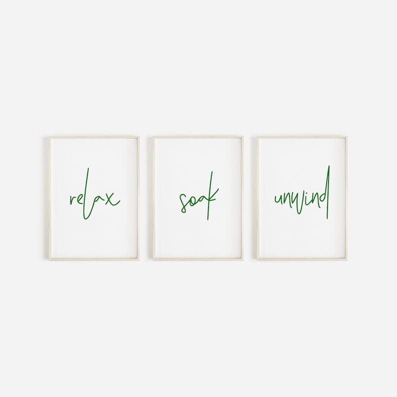 Bathroom Prints, Relax Soak Unwind, Set Of 3, Bathroom Wall Art, Bathroom Decor, Bathroom Art, Home Decor, Relax and Unwind Prints, Bathroom