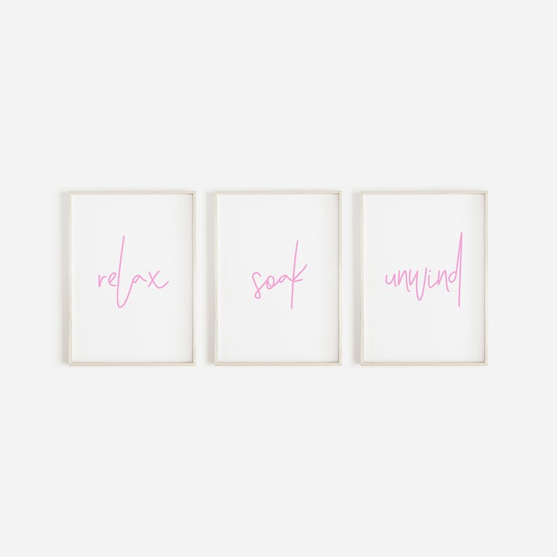 Bathroom Prints, Relax Soak Unwind, Set Of 3, Bathroom Wall Art, Bathroom Decor, Bathroom Art, Home Decor, Relax and Unwind Prints, Bathroom