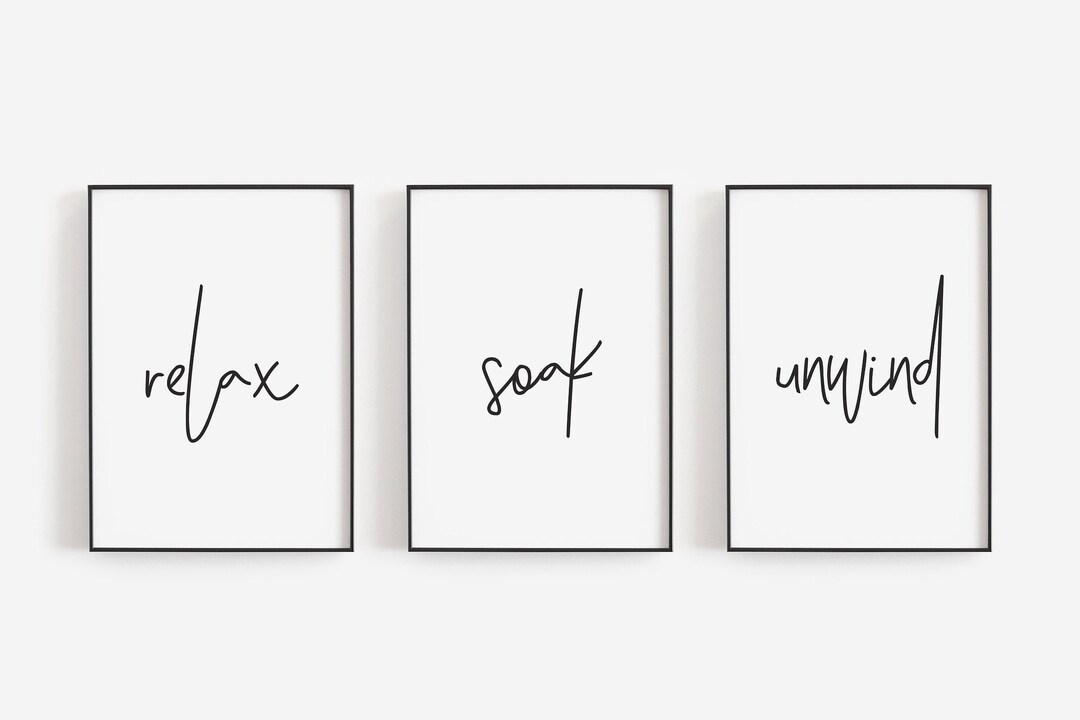 Bathroom Prints, Set of 3, Wall Art, Home Decor, Bathroom Decor, Relax