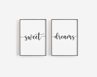 Bedroom Prints, Set Of 2, Wall Art, Home Decor, Bedroom Decor, Sweet Dreams, Bedroom Art, Bedroom Prints, Home Prints, Wall Prints