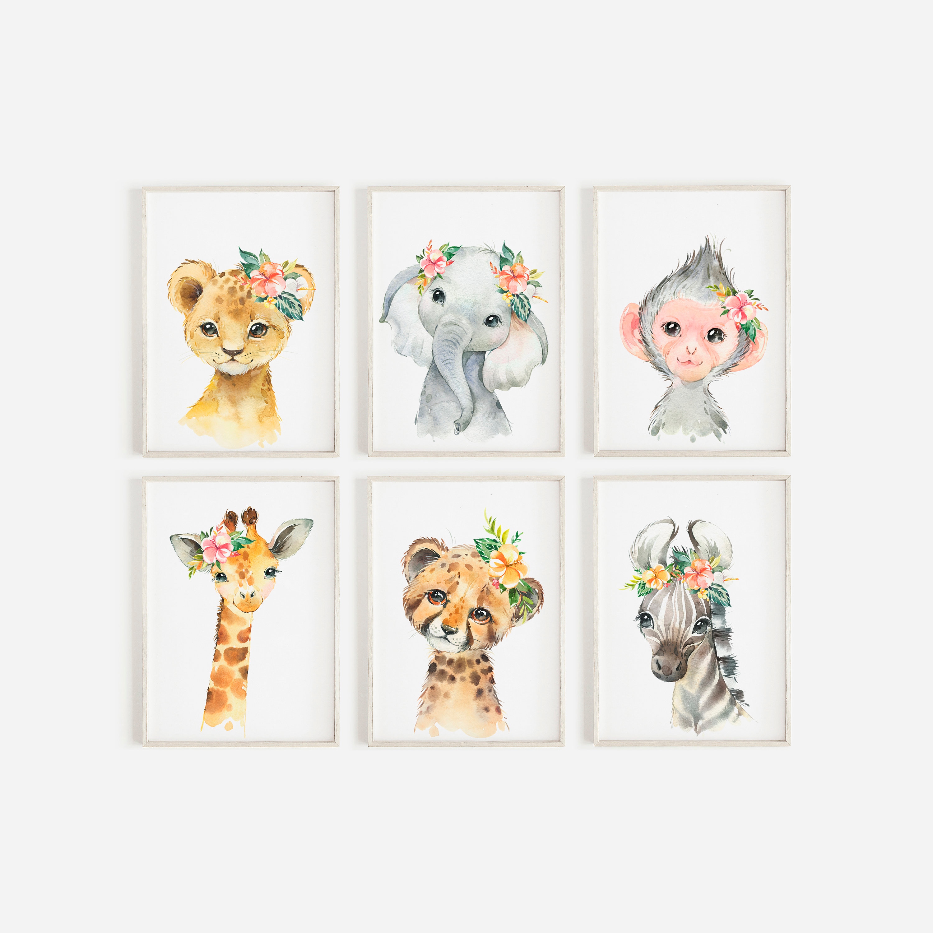 Safari Animals Baby Girls Nursery Set Safari Nursery Decor Etsy