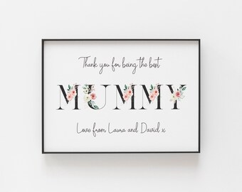 Personalized Floral Mummy Print: Mother's Day Keepsake Gift