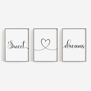 Bedroom Prints, Set Of 3, Wall Art, Home Decor, Bedroom Decor, Sweet Dreams, Bedroom Art, Bedroom Prints, Home Prints, Wall Prints