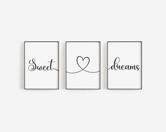 Bedroom Prints, Set Of 3, Wall Art, Home Decor, Bedroom Decor, Sweet Dreams, Bedroom Art, Bedroom Prints, Home Prints, Wall Prints