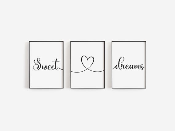 Bedroom Prints, Set Of 3, Wall Art, Home Decor, Bedroom Decor, Sweet Dreams, Bedroom Art, Bedroom Prints, Home Prints, Wall Prints