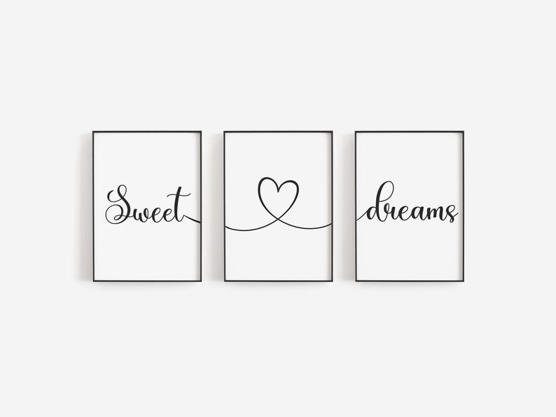 Bedroom Prints, Set Of 3, Wall Art, Home Decor, Bedroom Decor, Sweet Dreams, Bedroom Art, Bedroom Prints, Home Prints, Wall Prints image 1