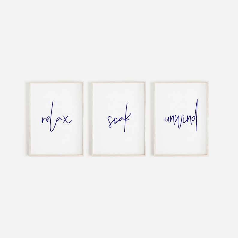 Bathroom Prints, Relax Soak Unwind, Set Of 3, Bathroom Wall Art, Bathroom Decor, Bathroom Art, Home Decor, Relax and Unwind Prints, Bathroom