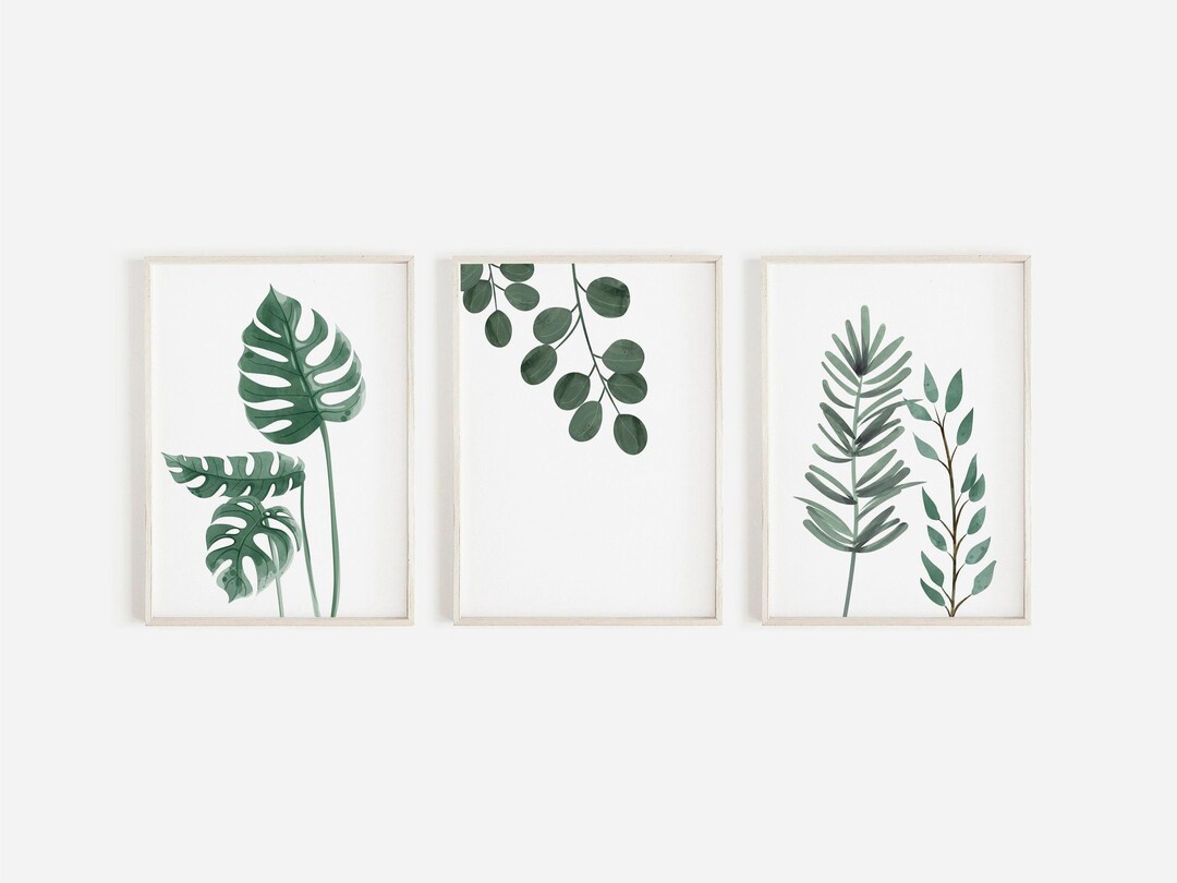 Watercolor Botanical Prints Set: Tropical Leaf Wall Art - Etsy