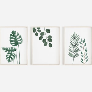 Botanical Prints, Set of 3 Prints, Home Decor, Bathroom Decor, Botanical Wall Art, Living Room Art, Bathroom Prints, Plant Prints