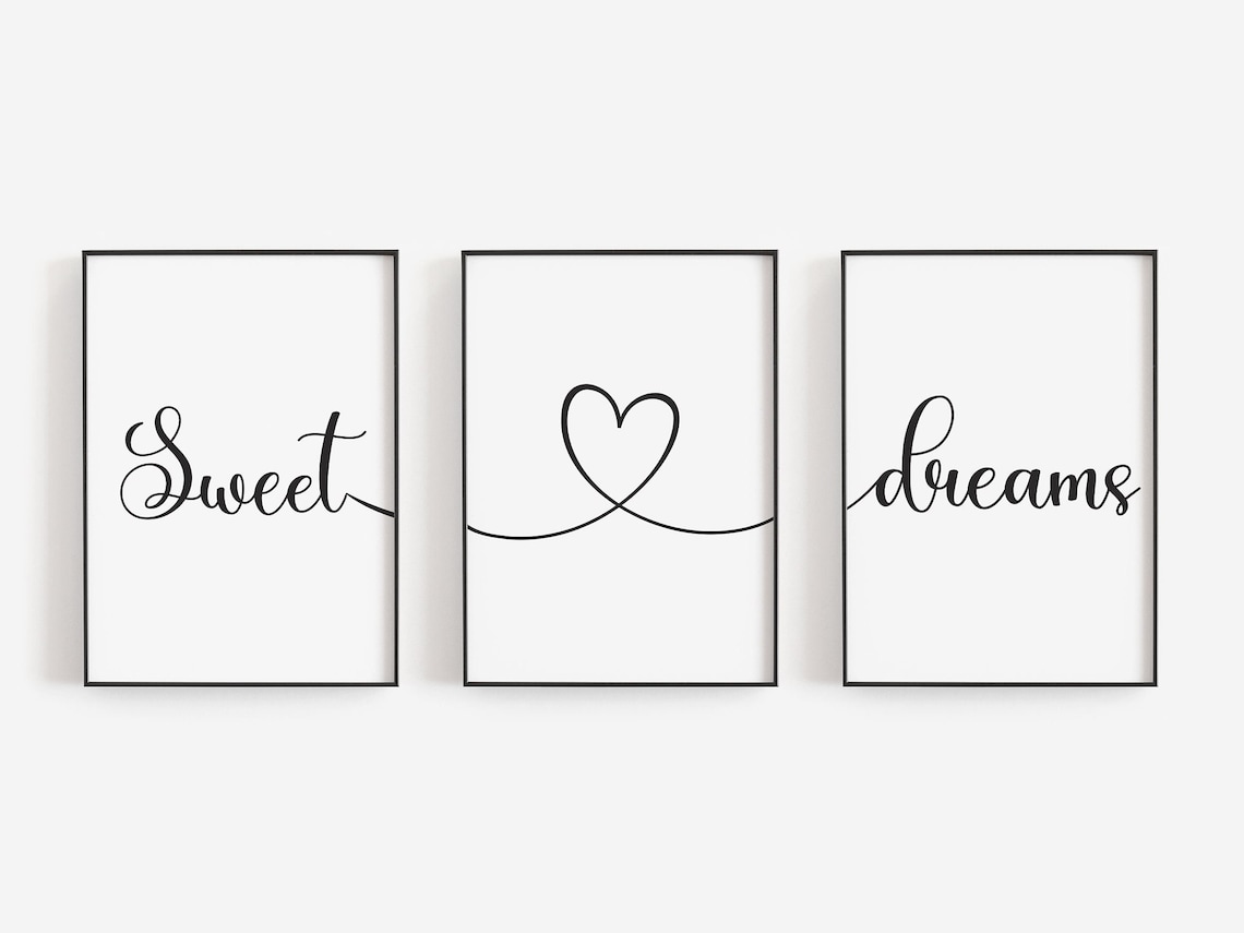 Bedroom Prints Set of 3 Wall Art Home Decor Bedroom Decor Etsy