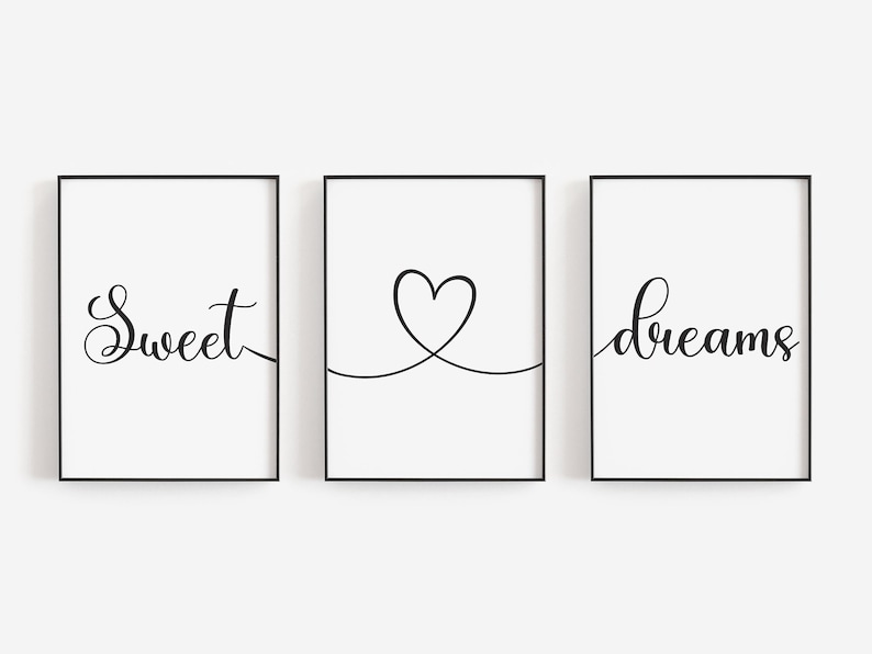 Bedroom Prints Set of 3 Wall Art Home Decor Bedroom Decor Etsy
