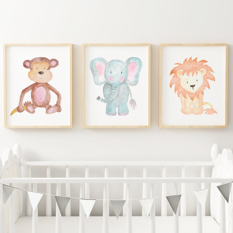 Nursery Wall Art Nursery Decor Watercolour Prints Safari Etsy