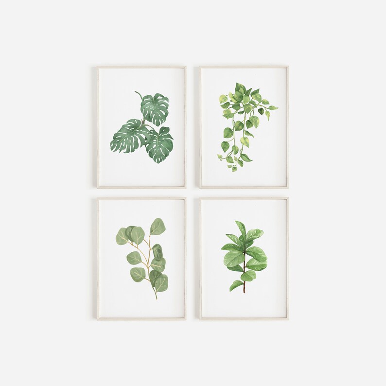 Set of 4 Botanical Prints Wall Art Home Decor Bathroom Etsy UK