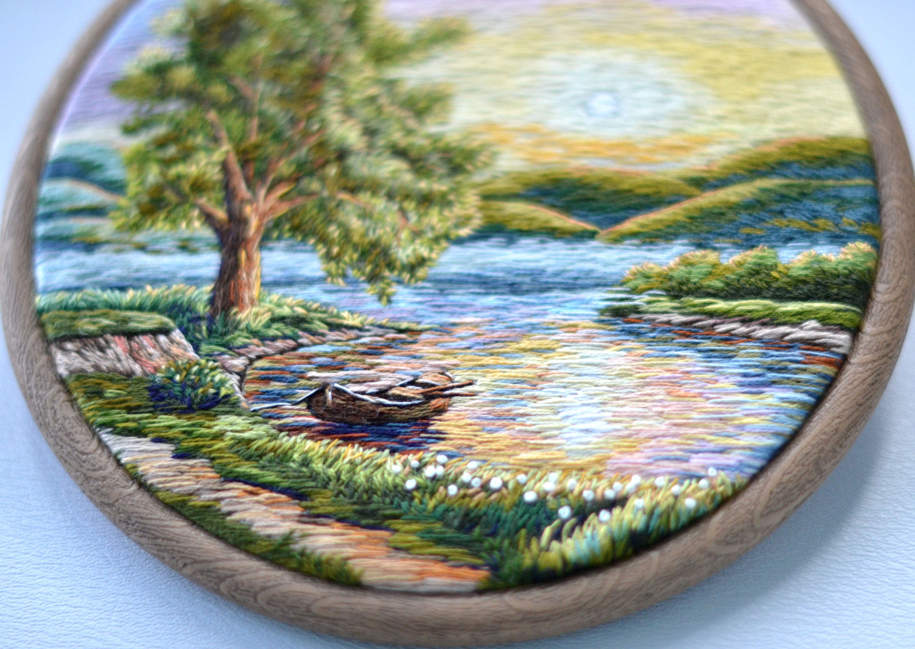 Sunrise landscape hand embroidery original art embroidery art  etsy