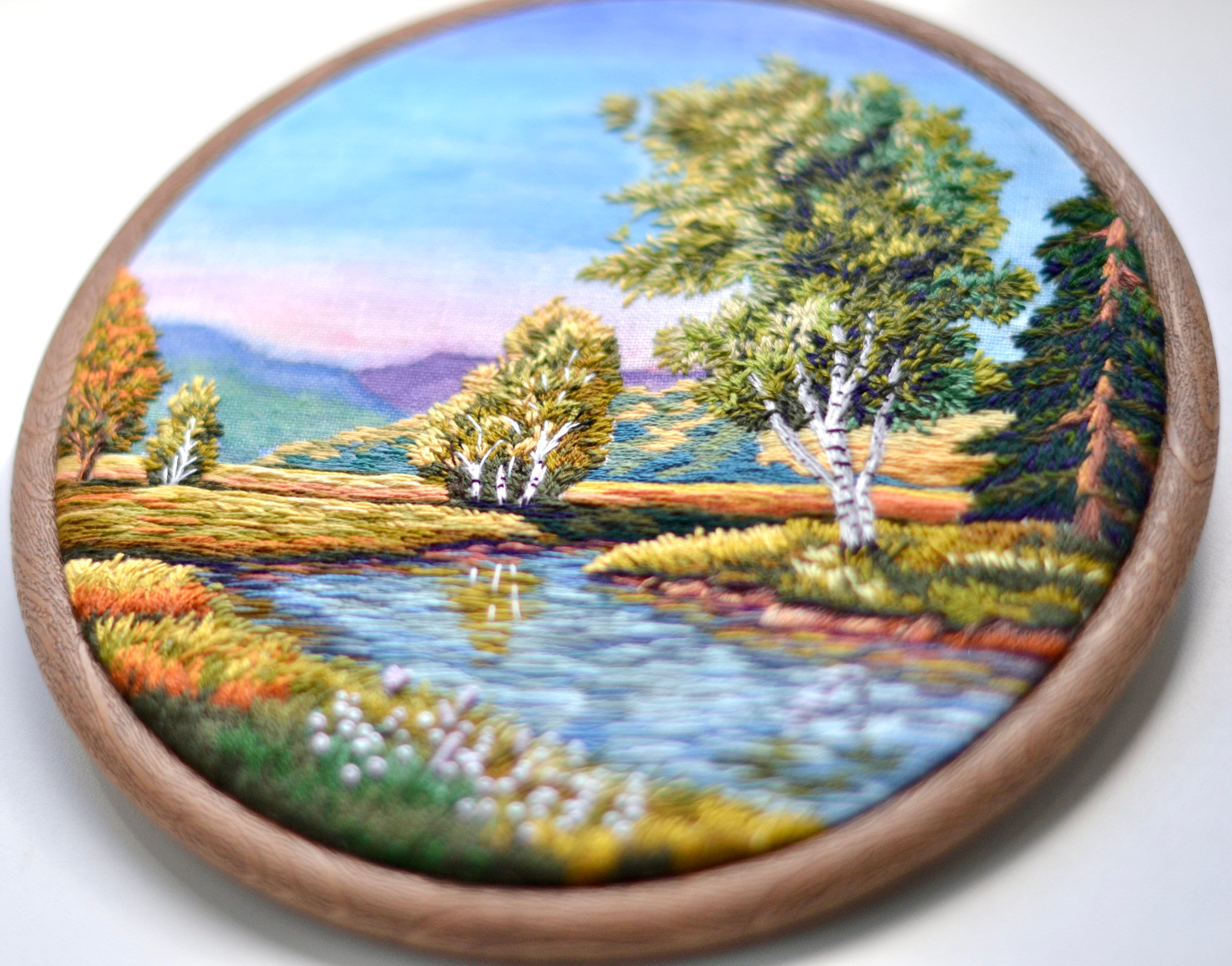 Embroidery Landscape Art Original Artwork Thread Painting Hand Etsy