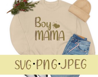Junge Mama Leopard Print Schlammiges Herz SVG PNG digitale Datei