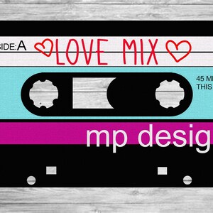 Retro Love Mix Cassette Tape Digital Download PNG file for sublimation