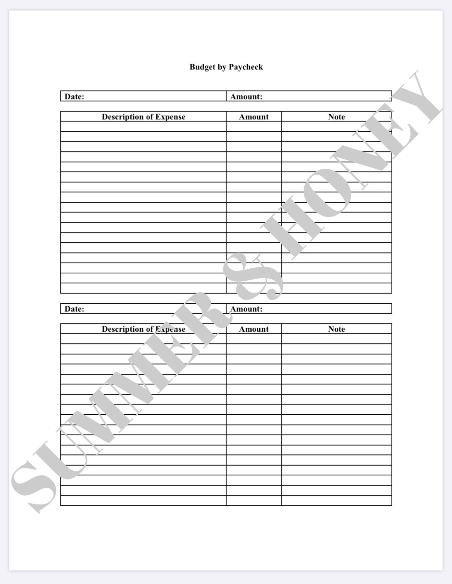 Simple &amp; Easy Paycheck Breakdown Download | Etsy