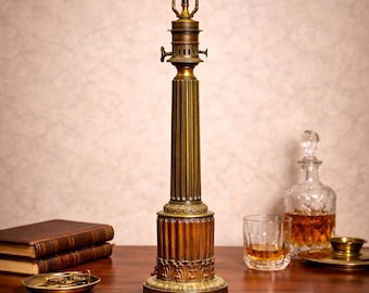 Stunning Antique French Neoclassical Bronze Gas Lamp Electrified Table Lamp Home Decor