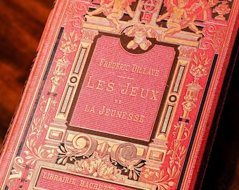 Hermoso libro francés antiguo victoriano adornado Frédéric Dillaye Los juegos de la juventud Historia