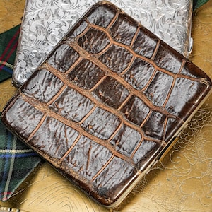 Wonderful Edwardian Antique Luxury Square Leather Wallet Case