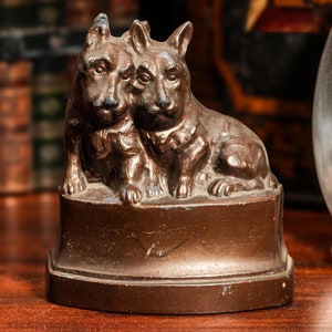Charming Antique Miniature Scottish Terrier Scottie Dog Animal Statue Sculpture Home Decor