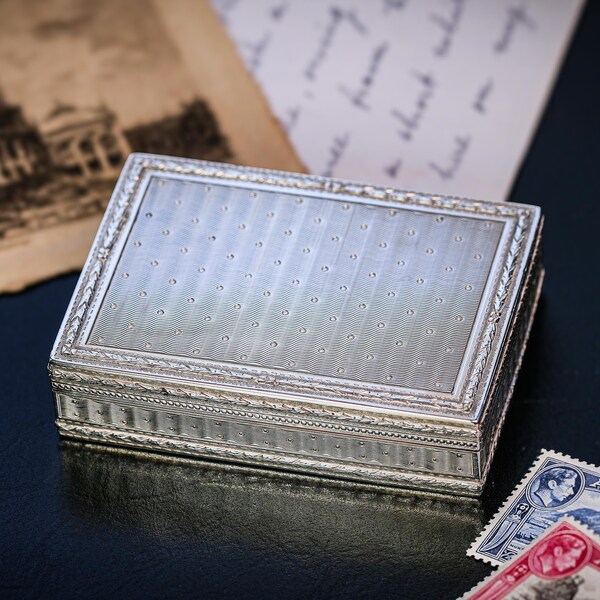 Stunning Ornate French Antique Sterling Silver Snuff Trinket Jewelry Box Home Decor Tobacciana