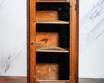 Rare Original Hanford’s Balsam of Myrrh Medicine Advertising Store Oak Wood Display Cabinet Home Decor