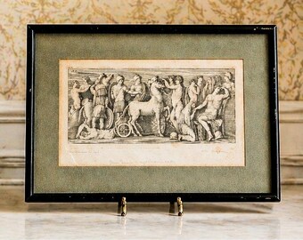 Wonderful Framed Neoclassical Antique Grand Tour Style 18th Century Engraving Battle Scene Home Wall Decor