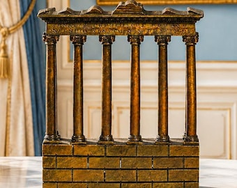 Amazing Miniature 19th Century Antique Grand Tour Bronze Temple of Saturn Statue Sculpture Roman Forum Neoclassical Home Decor