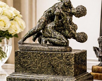 Amazing Neoclassical Carved Marble Antique Grand Tour Nude Male Statue Sculpture Home Decor
