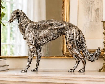 Elegant Big Borzoi Wolfhound Dog Antique Jennings Brothers Art Statue Sculpture Home Decor