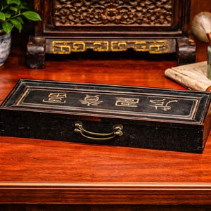 Beautiful Chinese Antique Prayer Scroll Wood Keepsake Box Culture Asian Home Decor