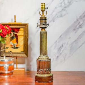 Stunning Antique French Neoclassical Bronze Gas Lamp Electrified Table Lamp Home Decor
