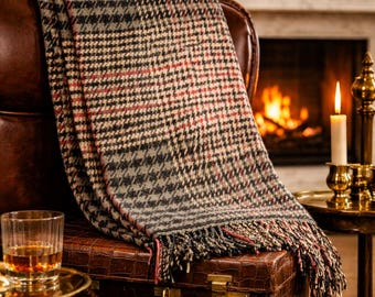 Luxurious Ralph Lauren Home Double RL RRL Wool Plaid Pattern Throw Blanket Home Decor