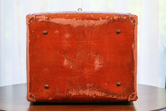 Impressive Large Antique Leather Case Luggage Sui… - image 8