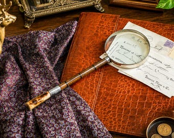Luxury Desk Accessory Antique Victorian Parasol Handle Magnifying Glass Home Decor Prop