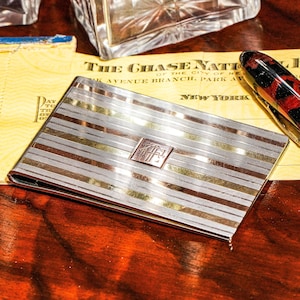 Exceptional Rare Cartier 14k Gold Sterling Silver Art Deco Antique Money Document Checkbook Clip Jewelry Luxury Collectible