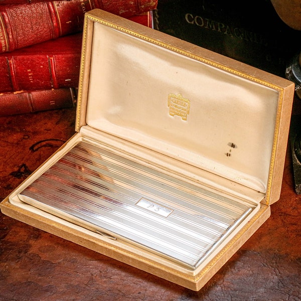 Rare Cartier Antique Presentation Box and Sterling Silver Money Cash Case Wallet