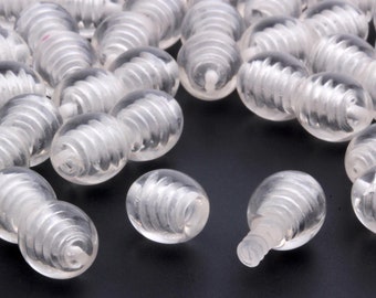 Screw Clasps Gemstone Beads Jewelry / Twist Clasps For Beaded Bracelets and Necklaces Making / Clear Glossy Elipse Shape