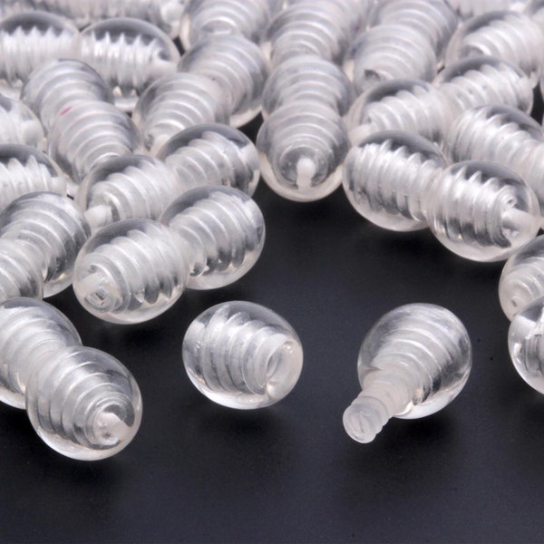 Screw Clasps Gemstone Beads Jewelry / Twist Clasps For Beaded Bracelets and Necklaces Making / Clear Glossy Elipse Shape