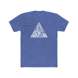 Camiseta Lambda Lambda Lambda – Visual Vintage, Mistura 50/50 Heather True Royal